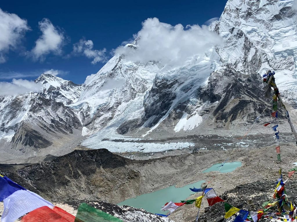 View of Everest from Everest Base Camp.